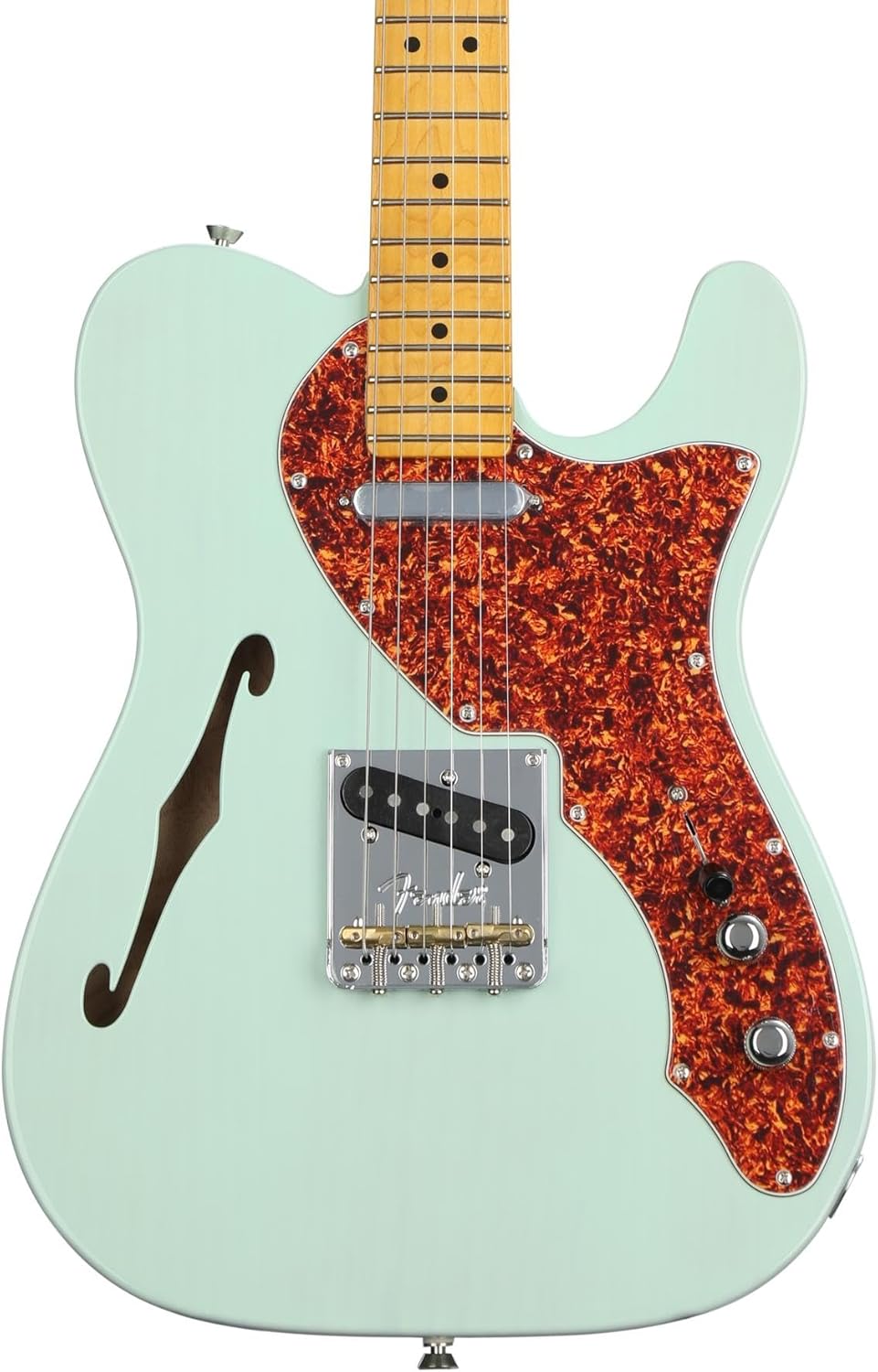 Fender American Professional II Telecaster Thinline Electric Guitar - Transparent Surf Green with Maple Fingerboard