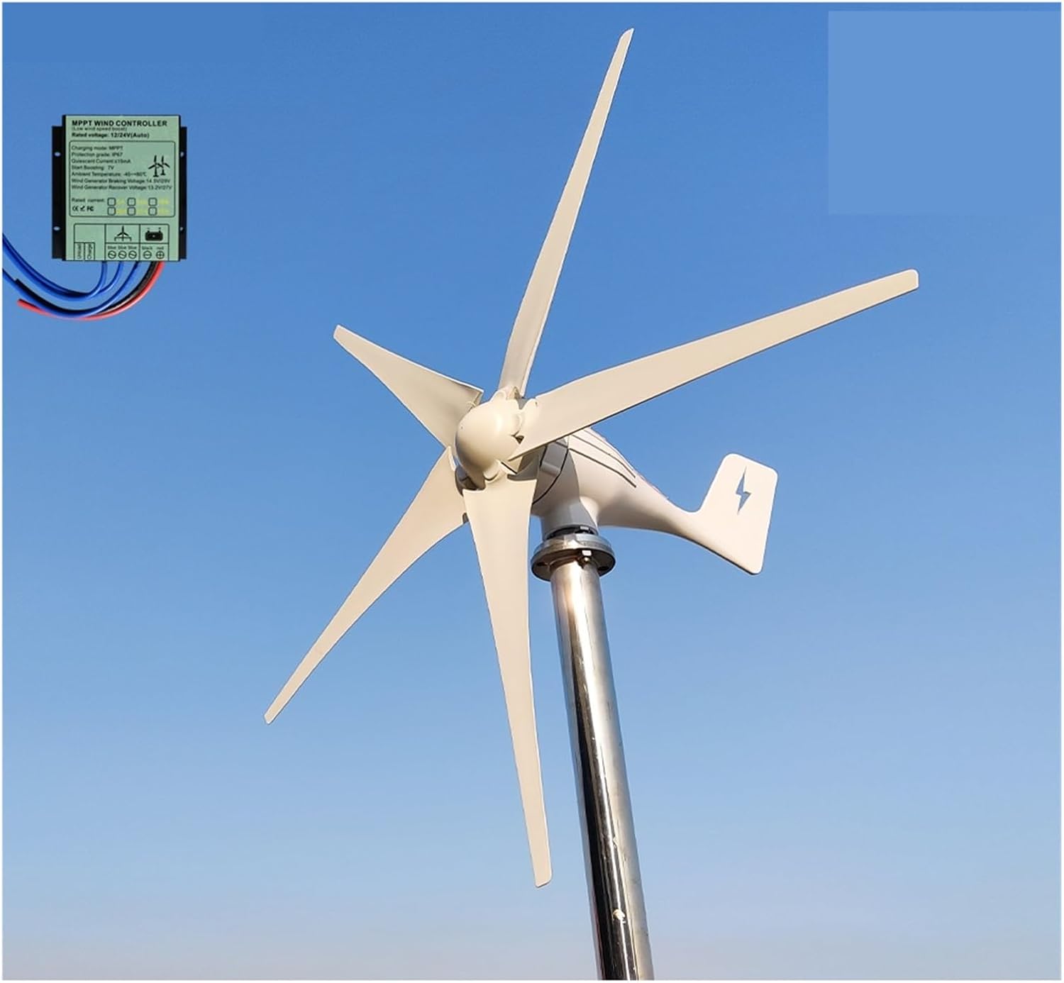 Wind Turbine Real Power 3000W Horizontal Turbine Charging Controller for Household Farms Low Starting Speed for Home(MPPT Controller,48V_3000W)