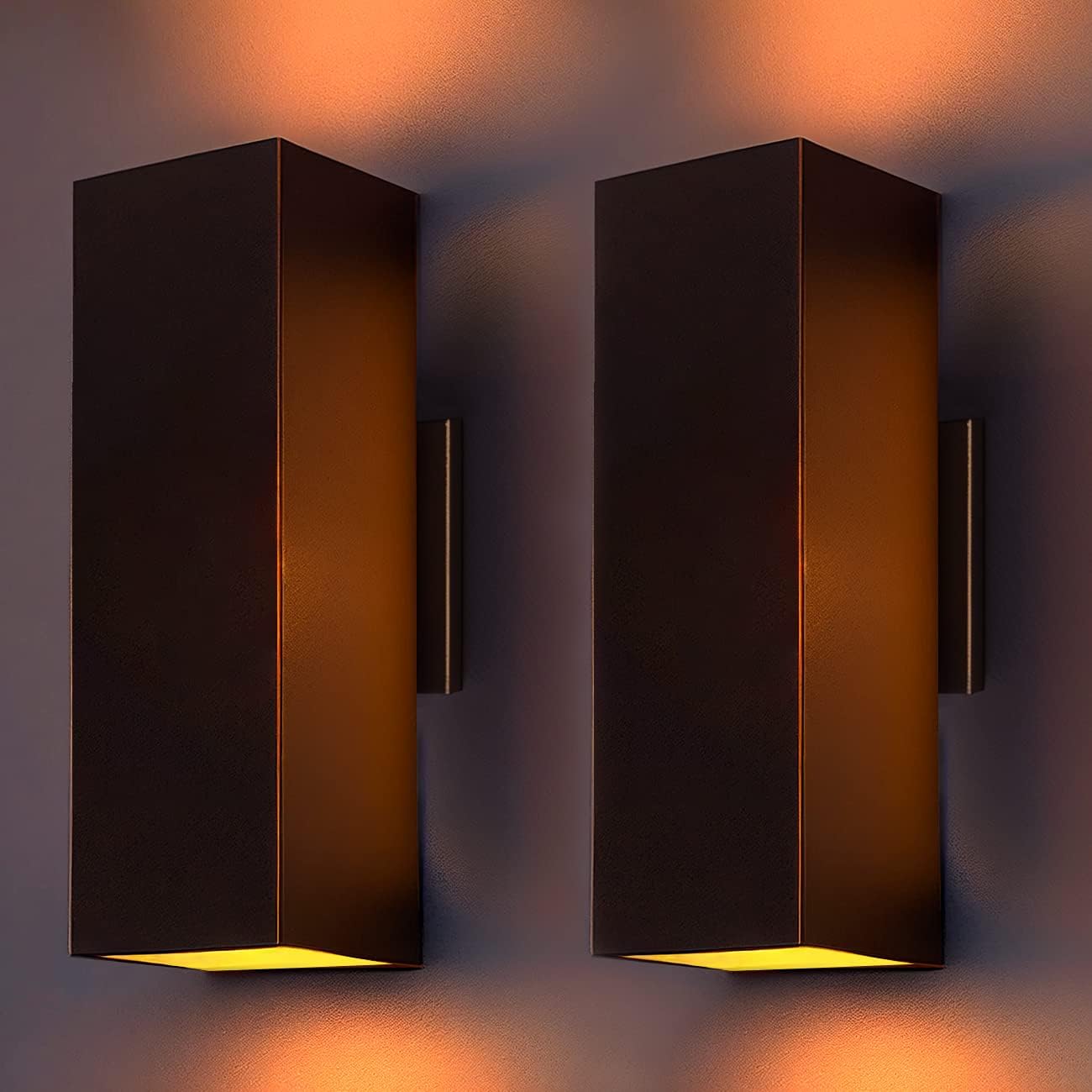 wowlite Modern Up Down Wall Lights Outdoor Dusk to Dawn Photocell Sensor, LED Outdoor Wall Lighting, IP65 Waterproof Bronze Porch Lantern, 13