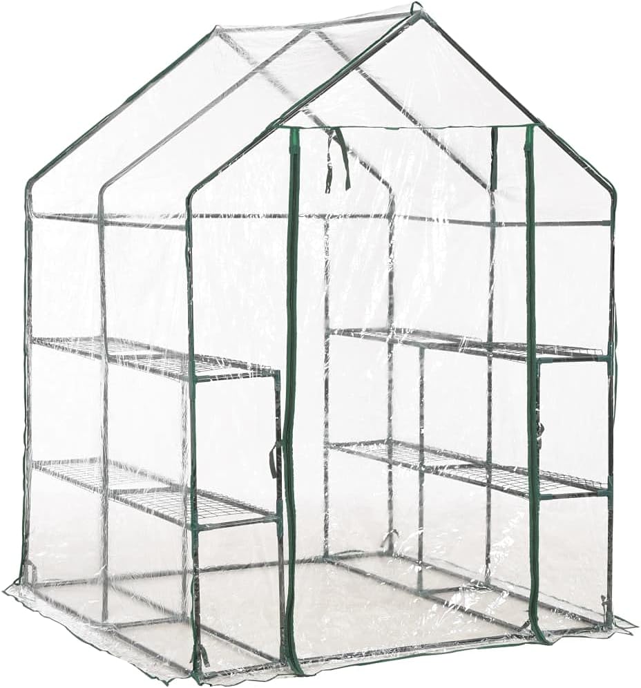 Greenhouse with 8 Shelves, Garden Portable Greenhouse Cabinet, Raised Planter Stand Protection for Home Decor Indoor and Outdoor Use,4.7'x4.7'x6.4'