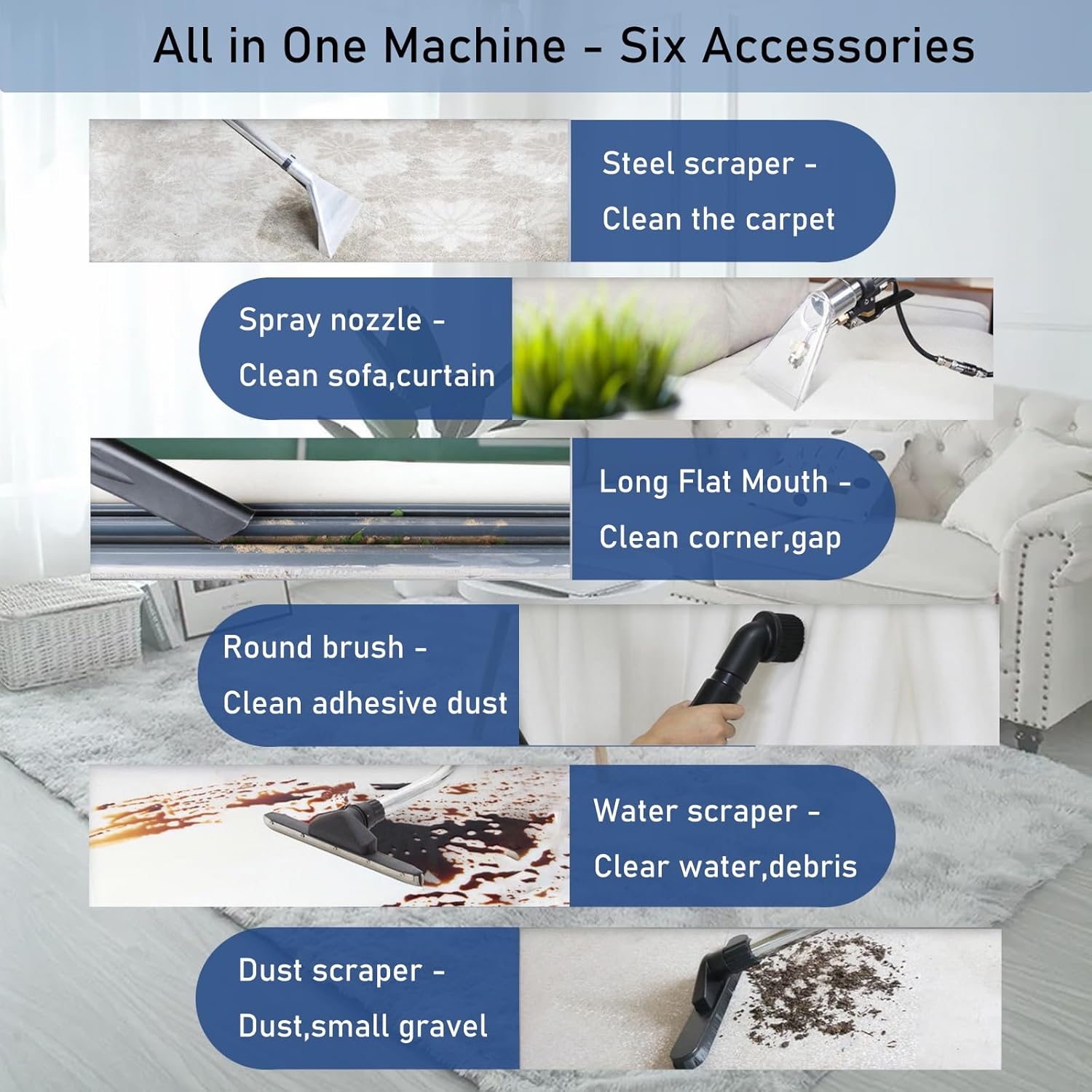 INTSUPERMAI Carpet Cleaning Machine Commercial Extractor Wet/Dry Vaccum Cleaner 3 in 1 30L Capacity Floor Cleaner 1000W