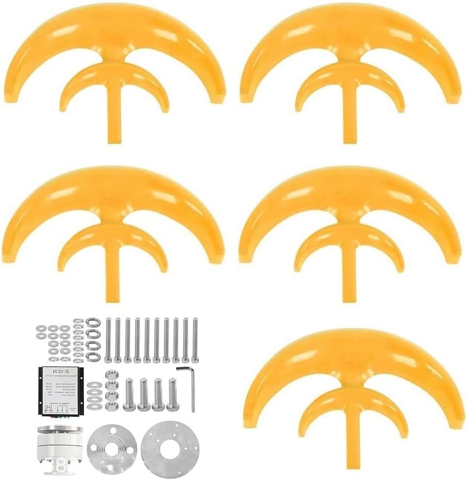 12V 24V 48V Wind Turbine Generator with Controller, Vertical Axis Windmill Generator, 5 Blades Free Energy Generator for Home Farm Street Lamps