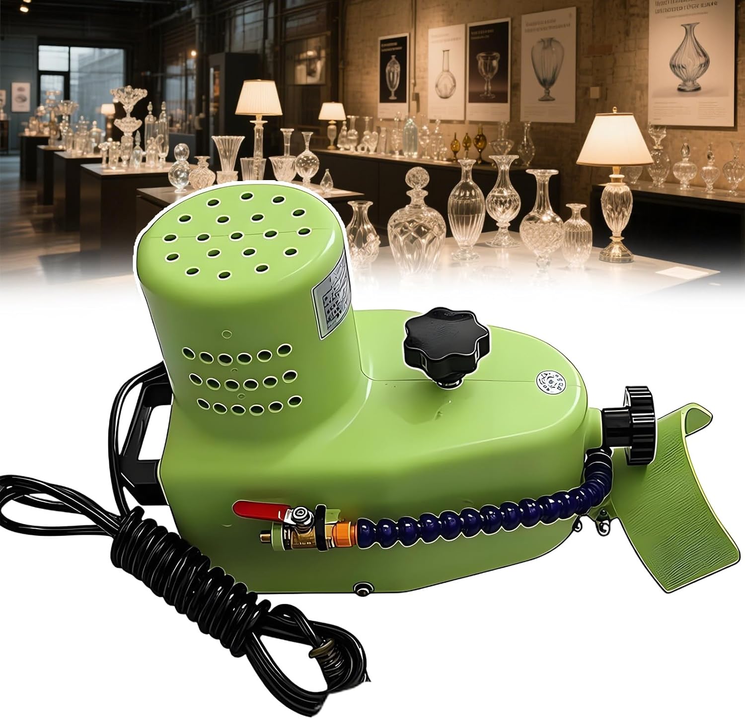 Portable Glass Edger Machine, 800w Electric Power, 8000 RPM Speed, Diamond Glass Corner Grinding Edging Machine, Handles Plane, Curve Edges at 1-3 M/Min, Compact 14-Lb Build