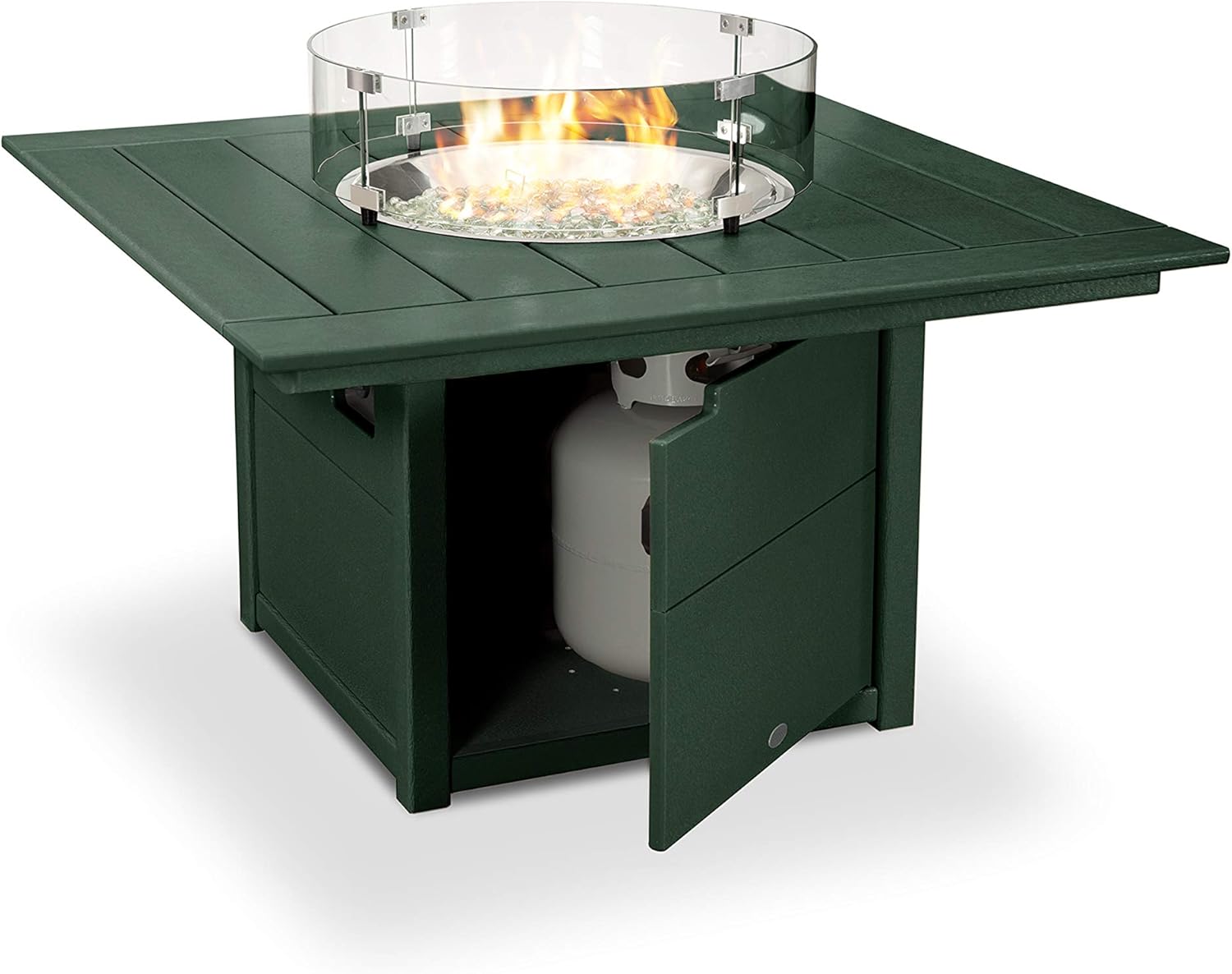 Polywood® 42 Inch Square Fire Pit Table, Green - Fire Pit Seating & Furniture, Firepit Decor