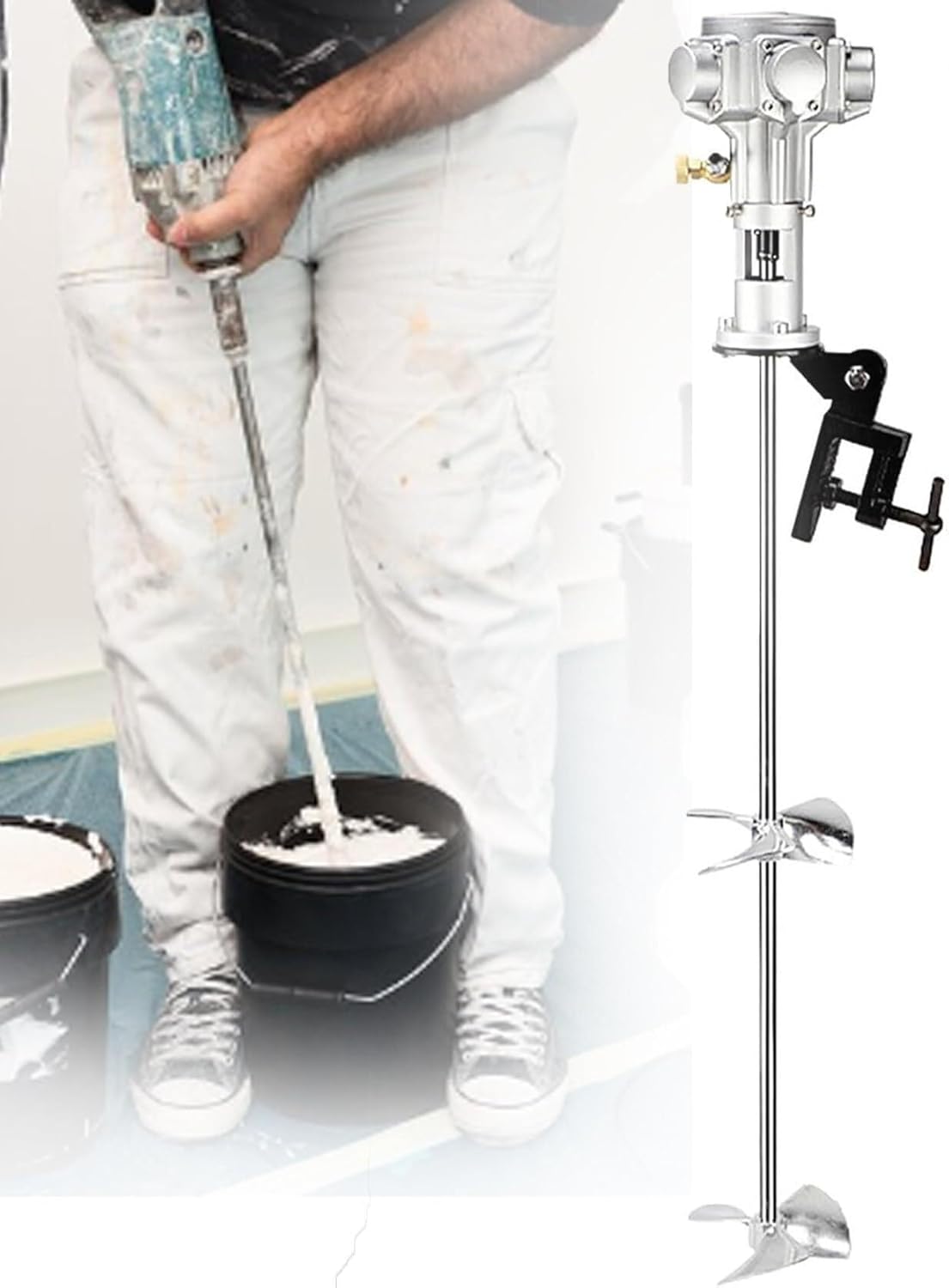 Pneumatic Paint Mixer1/2hp 50 Gallon Pneumatic Bracket Mixer, Automatic Paint Stirring Machine,Tank Barrel Clip Bracket Air Agitator Paint Mix Tool