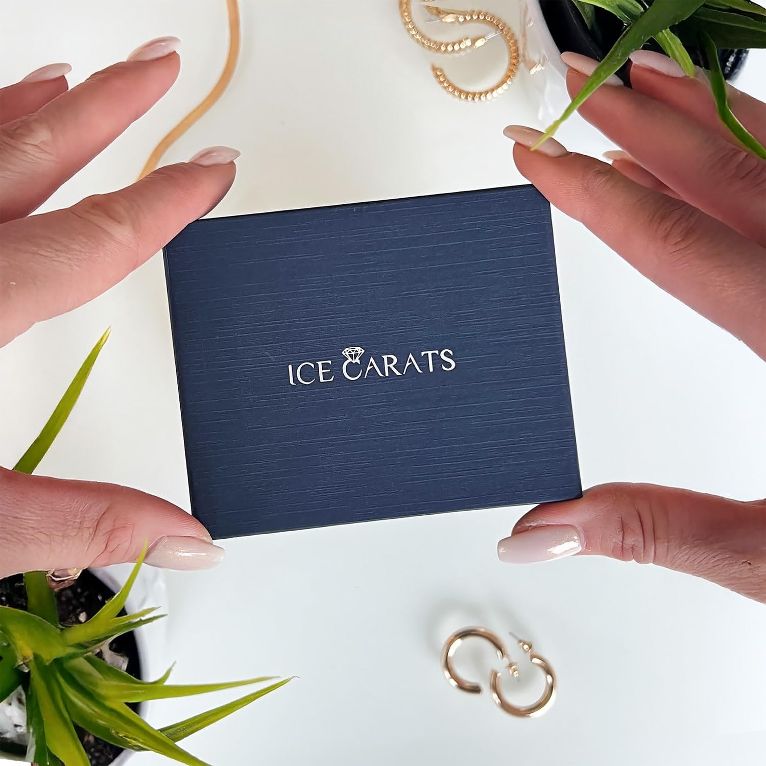 IceCarats 14K Solid White Gold Blue Aquamarine Ring March Birthstone Jewelry