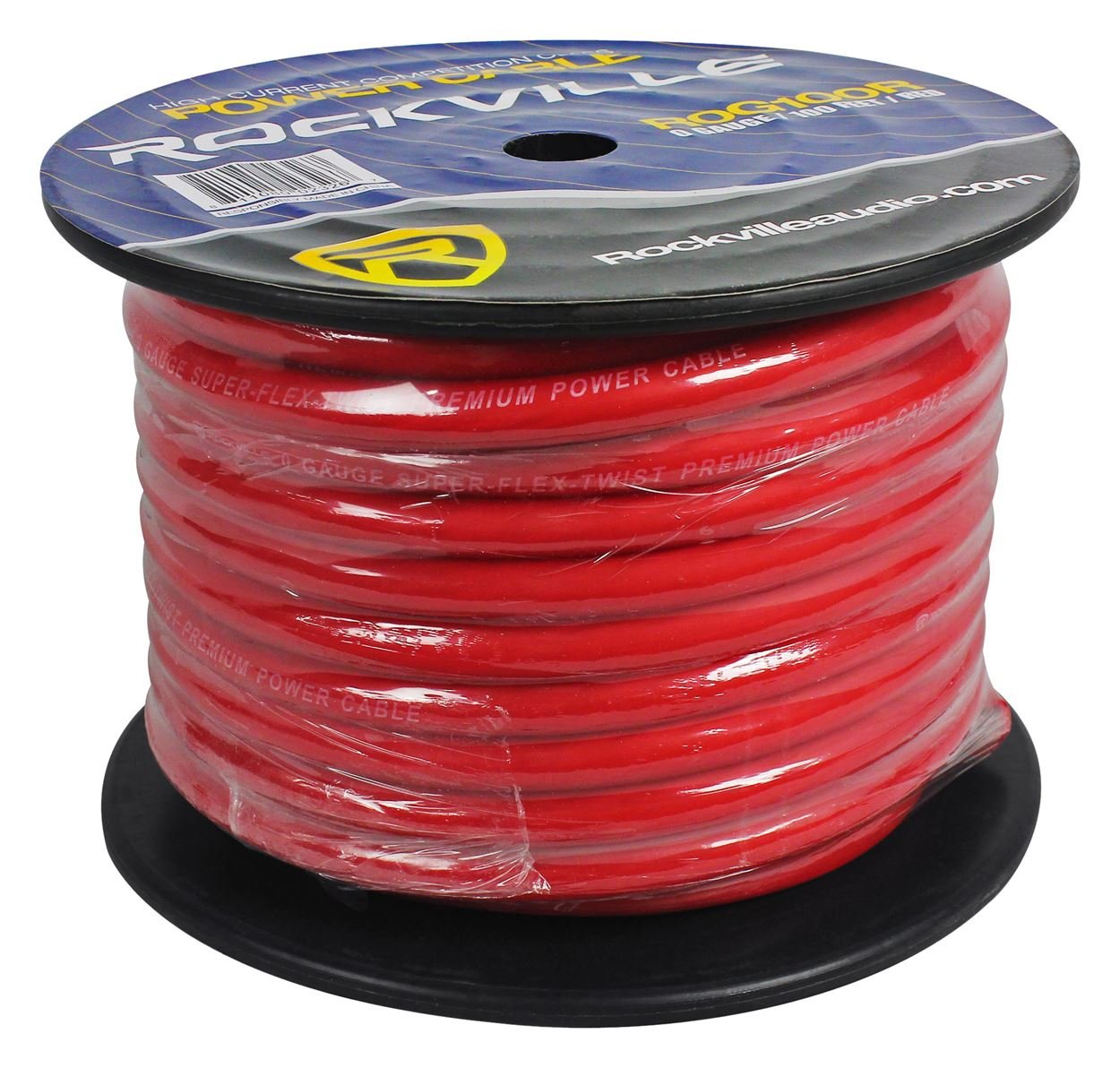 Rockville R0G100 Red 0 Gauge AWG 100 Ft Car Amp Power/Ground Wire Cable, Flexible PVC Jacket, Cool Cable Technology, Noise-Reducing Winding, for Car Audio Amplifiers