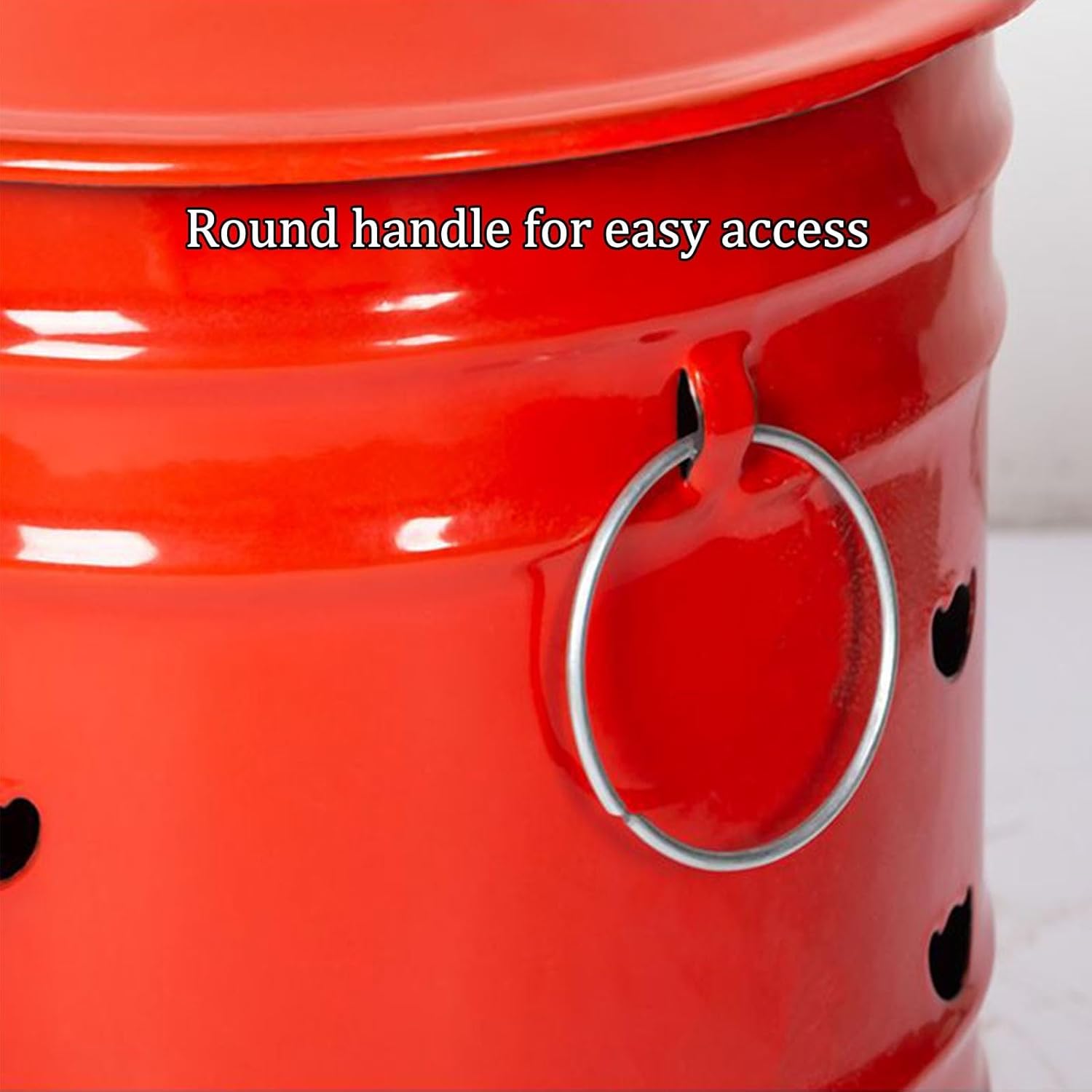 9.4'' Paper Burner Incinerator Burn Barrel with Lid Enamel Fire Pit Burn Barrels for Outsidefor Burning Trash Burn Cage with Handle for Home and Garden.(32x32CM/12.6x12.6IN)