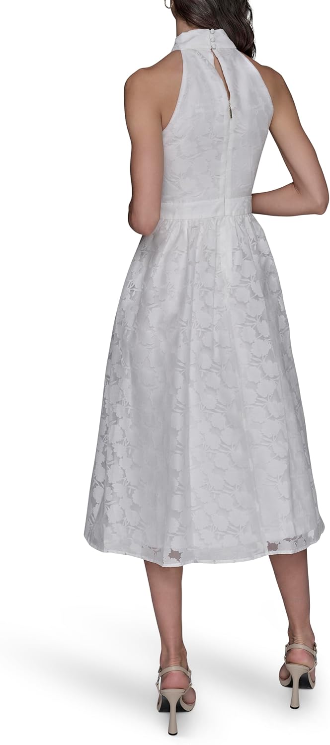 Karl Lagerfeld Womens Sleeveless Halter Neck Midi Dress