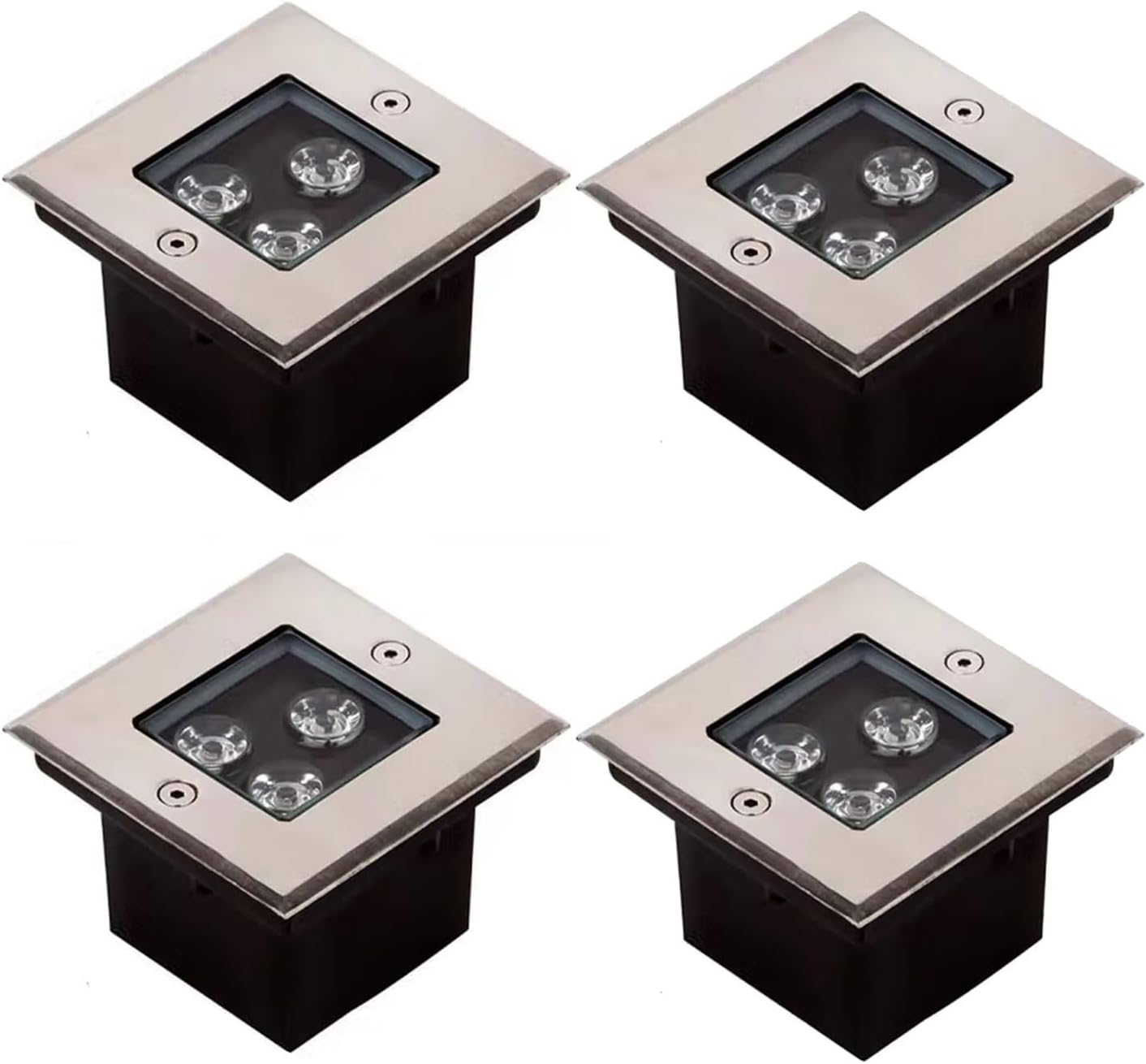 4PCS Underground Light LED Beam Spotlight, AC85-265V Square IP65 Waterproof Buried Lights Outdoor Landscape Lights, for Garden Driveway Deck Step Ground Lighting(Red,36W)