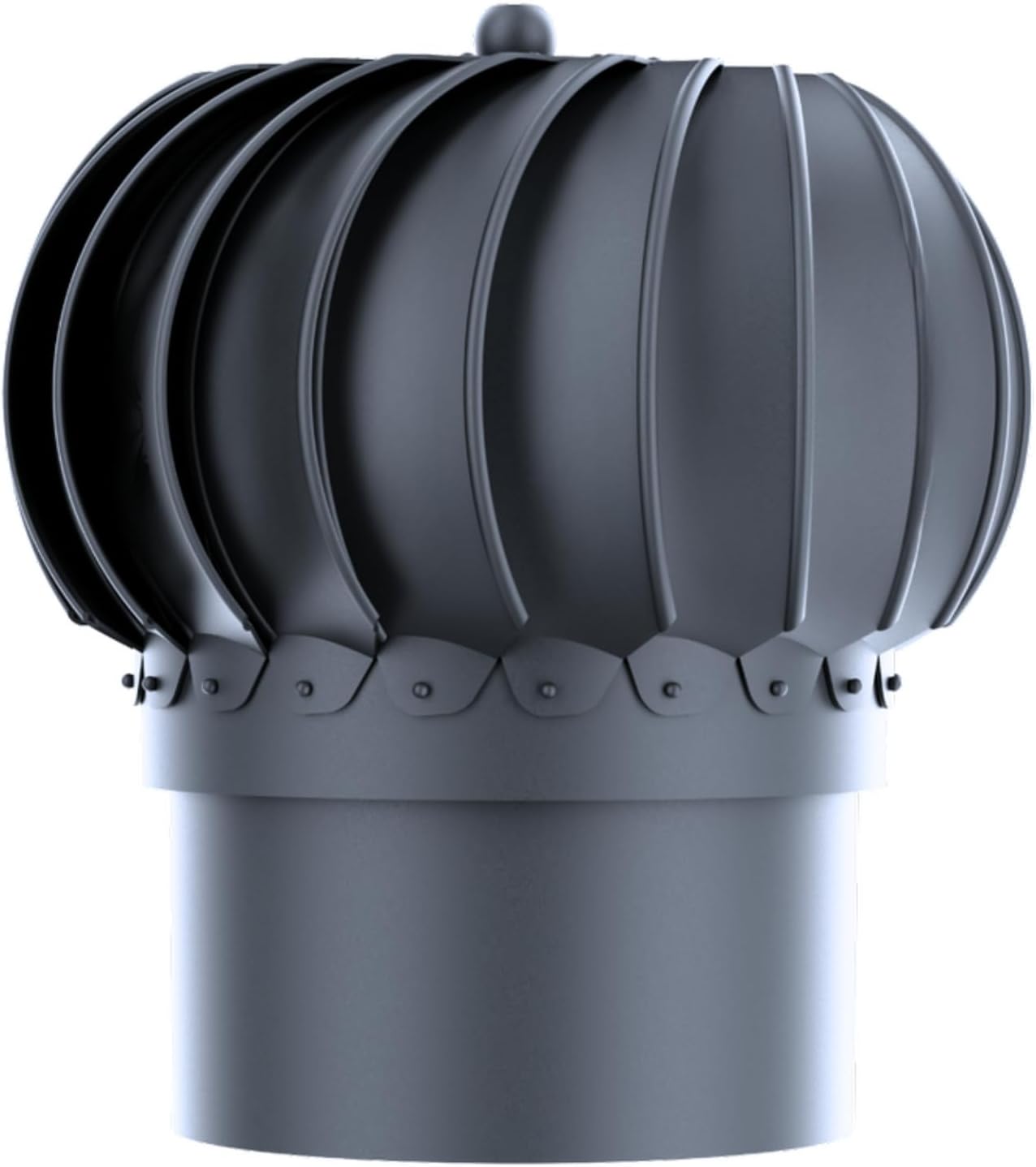 ROOFIVENT IVENT Turbo 8 inch ROOF Round Wind Turbine Exhaust Cowl/Graphite/UV Stable Polypropylene/High Performance Durable Turbine with Built in Spirit Level