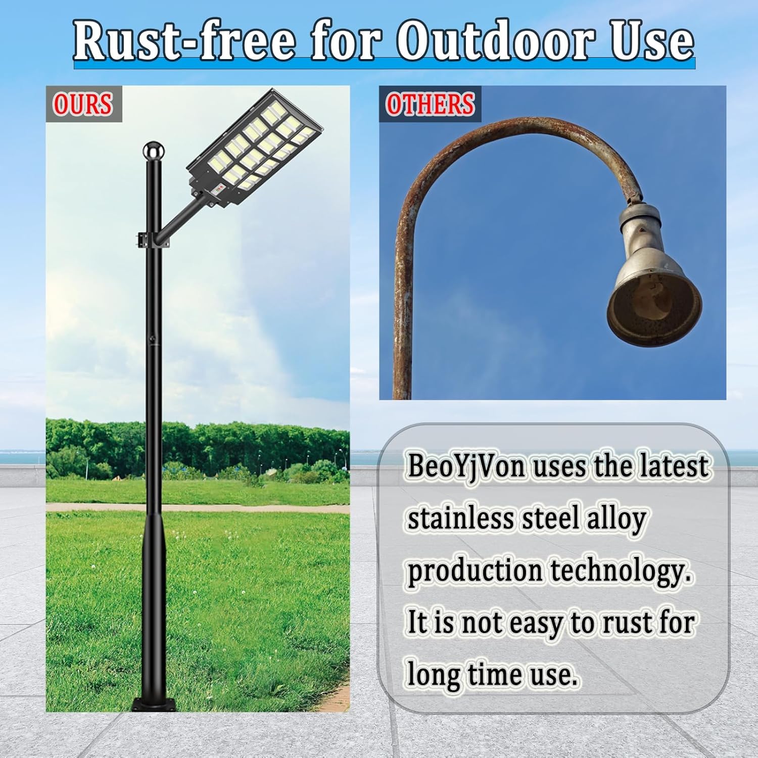 20Ft Tall Street Light Pole - Outdoor Metal Split Heavy Duty Street Lamp Post for Outside Large Solar Street Lights with Mounting Rebar Cage Base Accessory for Parking Backyard Patio Yard