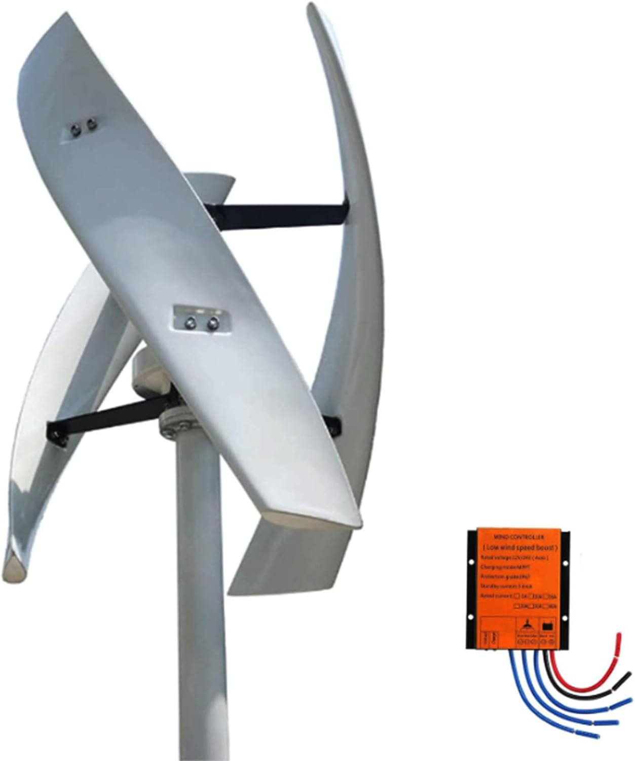 24v, 12000W Portable Vertical Shaft Wind Turbine Generator with MPPT Controller 12V 24V 48V 3 Blades Permanent Magnet Wind Turbine Generator for Home Street Lighting (White)