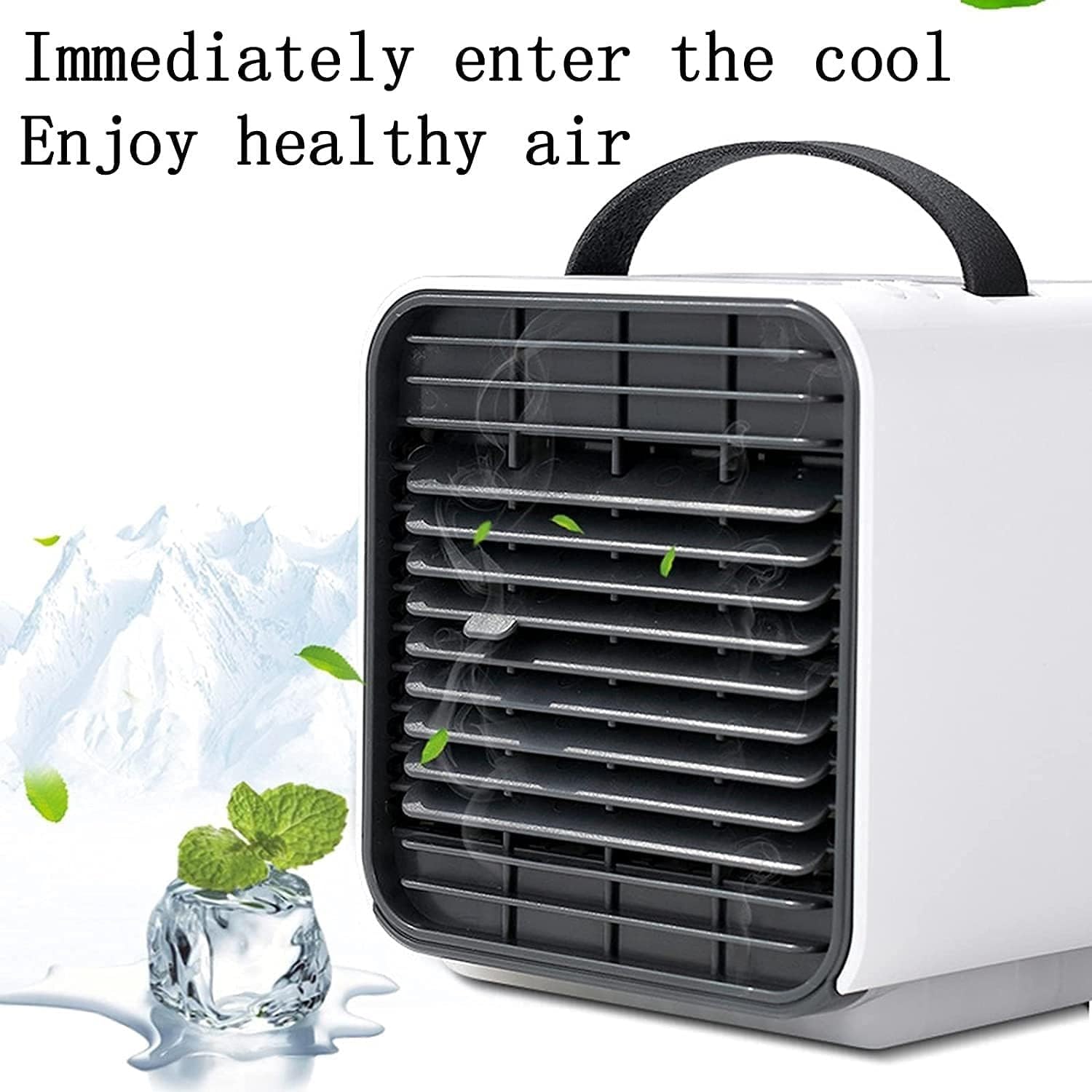 Portable Air Conditioner Fan, Rechargeable USB Air Conditioner Fan, Personal Mini Evaporative Air Cooler with 3 Speeds, Quiet Air Cooler Fan, for Home Office (Color : Blue)