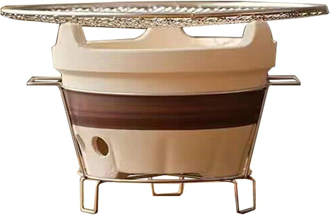 BNEI Ceramic fire Pit, Portable Tabletop fire Pit, Three, Suitable for Winter Heating, Barbecue (Large)