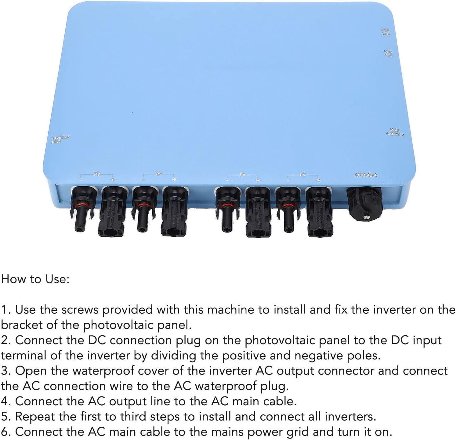 Fafeicy Solar Inverter Pure Sine Solar Grid Tie Micro Inverter Control MPPT DC to AC 120V 230V (1300W)