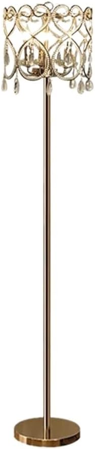 Tall Standing Lamp Modern Crystal Floor Lamp with Heart-Shaped Lampshade Electroplating Gold Standing Lamp Elegant Tall Lamp for Living Room Tall Pole Lamp (Remote Control Switch 160 * 33cm)