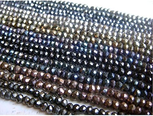 13 inch natural beads strand of 3mm faceted rondelle multi quartz gemstone beads for DIY jewelry - necklace, bracelet, earring, ring.