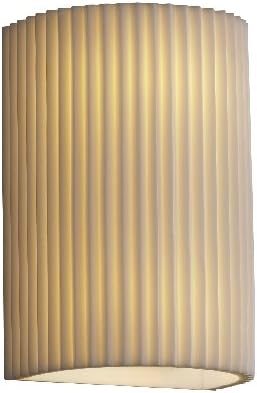 PNA-0945W-PLET-LED1-1000 Porcelina-Small Cylinder-Open Top & Bottom (Outdoor) Wall Sconce (No Metal) -Pleats-LED