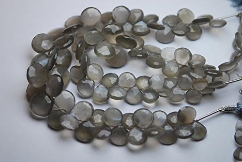13 inch natural beads strand of 8-11mm faceted heart gray moonstone gemstone briolletes beads for DIY jewelry - necklace, bracelet, earring, ring.