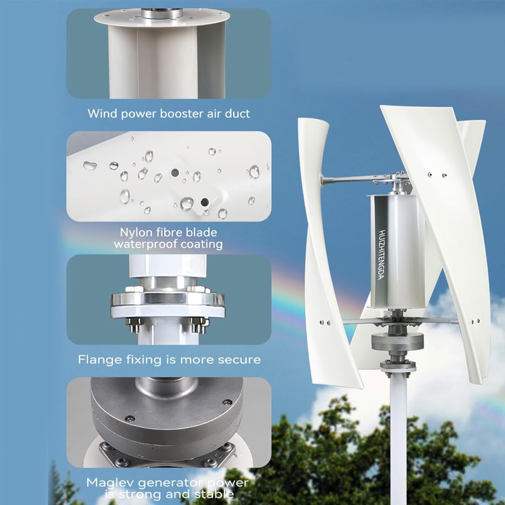 Low Noisevertical Wind Turbine Household 3000W 24V 48V, for Boats, Gazebos 50HZ Windmill with Inverter and Controller(75CM)