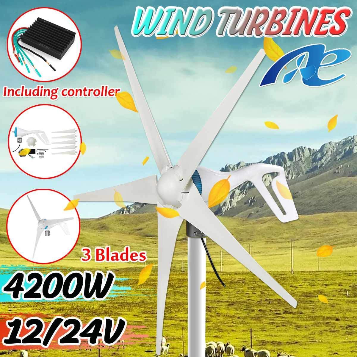 4000W 5 Blades Horizontal Wind Generator S3 Wind Turbines Generator Windmill Energy Turbins Charge with Controller for Home Camp