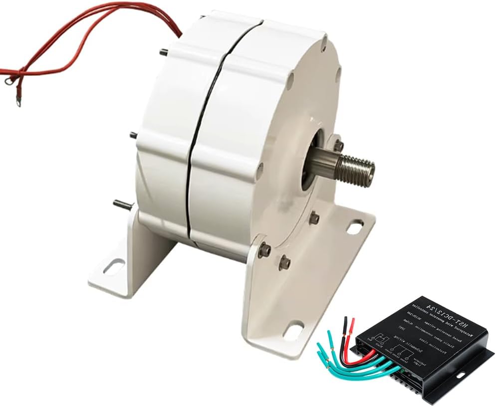 2000W12V 24V 48V Gearless Permanent Magnet Generator, Alternator Coreless Maglev for Solar Panel Wind Turbine (300Rpm,White)