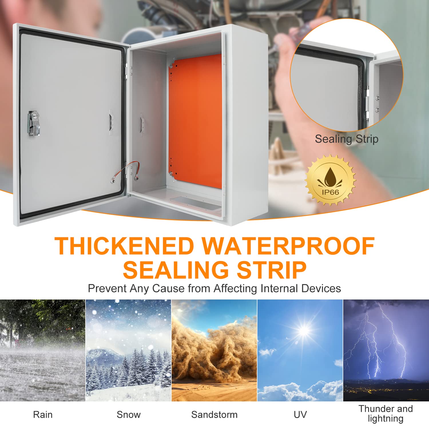 Cold Rolled Steel Electrical Box 23.6'' x 20'' x 8'' Indoor/Outdoor Thick Electrical Enclosure Box with Mounting Plate IP66 Weatherproof Anti-Rust and Anti-Corrosion (23.6'' x 20'' x 8'')