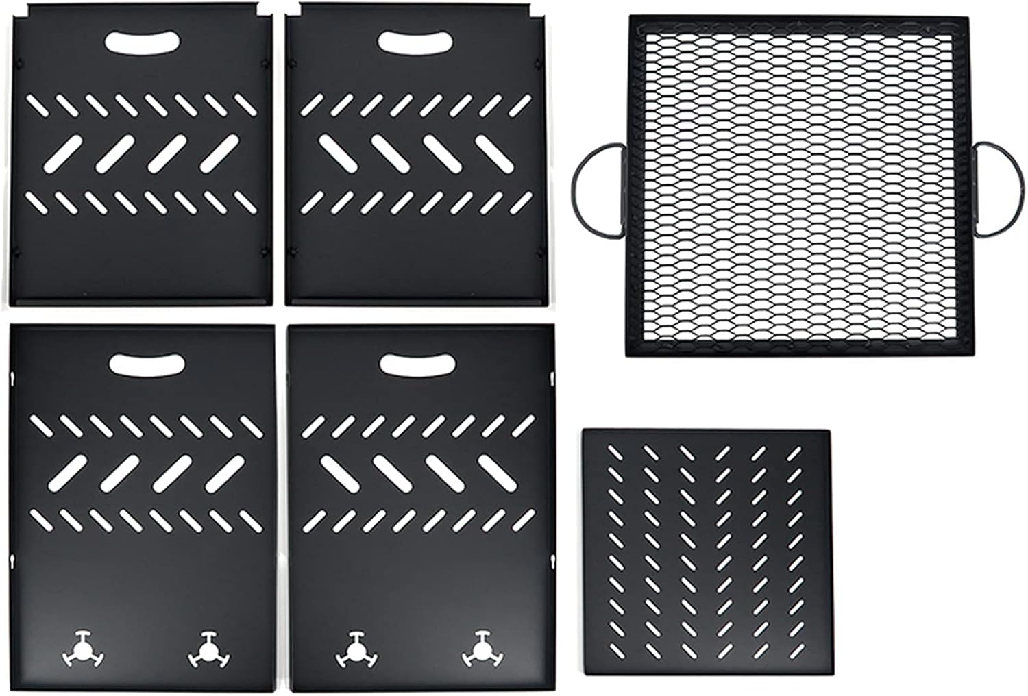 Wood Burning Fire Pit Backyard with Cooking Grill Portable Removable Fire Pit Grill for Camping, Hollow Splicing Cooking Grill Combination,37.6×36×50cm