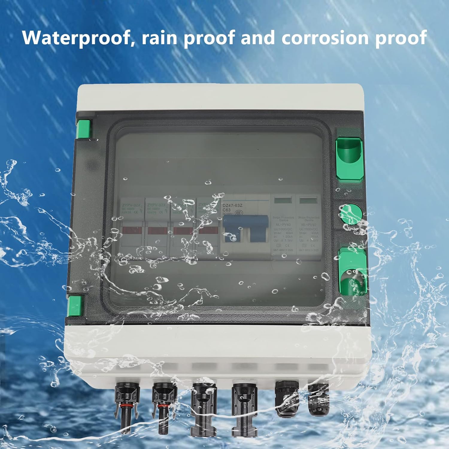 Solar Combiner Box Photovoltaic 2 String with 63A Circuit Breaker DC 1000V