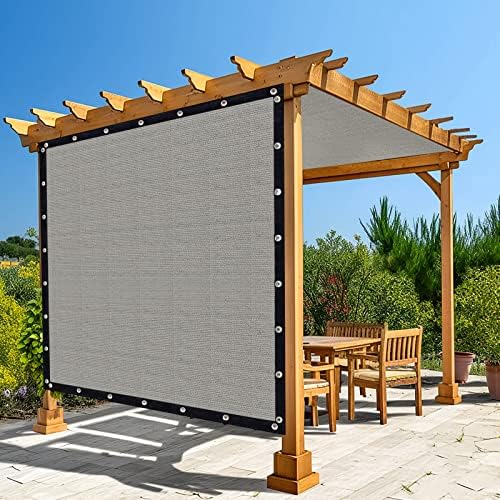Amagenix 90% Shade Fabric 5'X 10' Light Gray Sun Shade Cloth with Grommets for Pergola Replacement Shade Cover Canopy, Heavy Duty, Cable Zip Ties Included (We Customized)