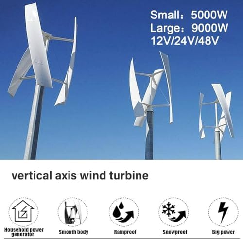 5000W Vertical Wind Turbine Generator Kit for Home, 12V/24V/48V, 3 Blades, Efficient Renewable Energy Solution for Off-Grid Living, Eco-Friendly Power Generation