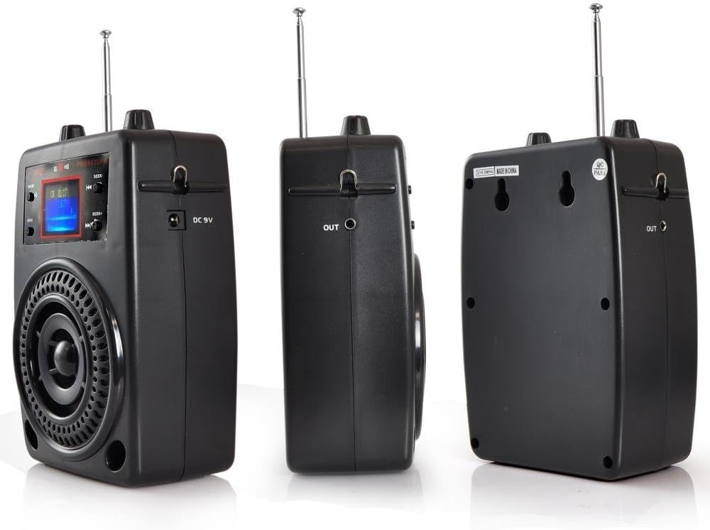 Pyle Portable PA System, Wireless Microphone Kit, Compact Stereo System, FM Radio, LCD Display, USB, Rechargeable Battery, Includes Lavalier Microphone Headset, Outdoor Surround Sound (PWMA83UFM)