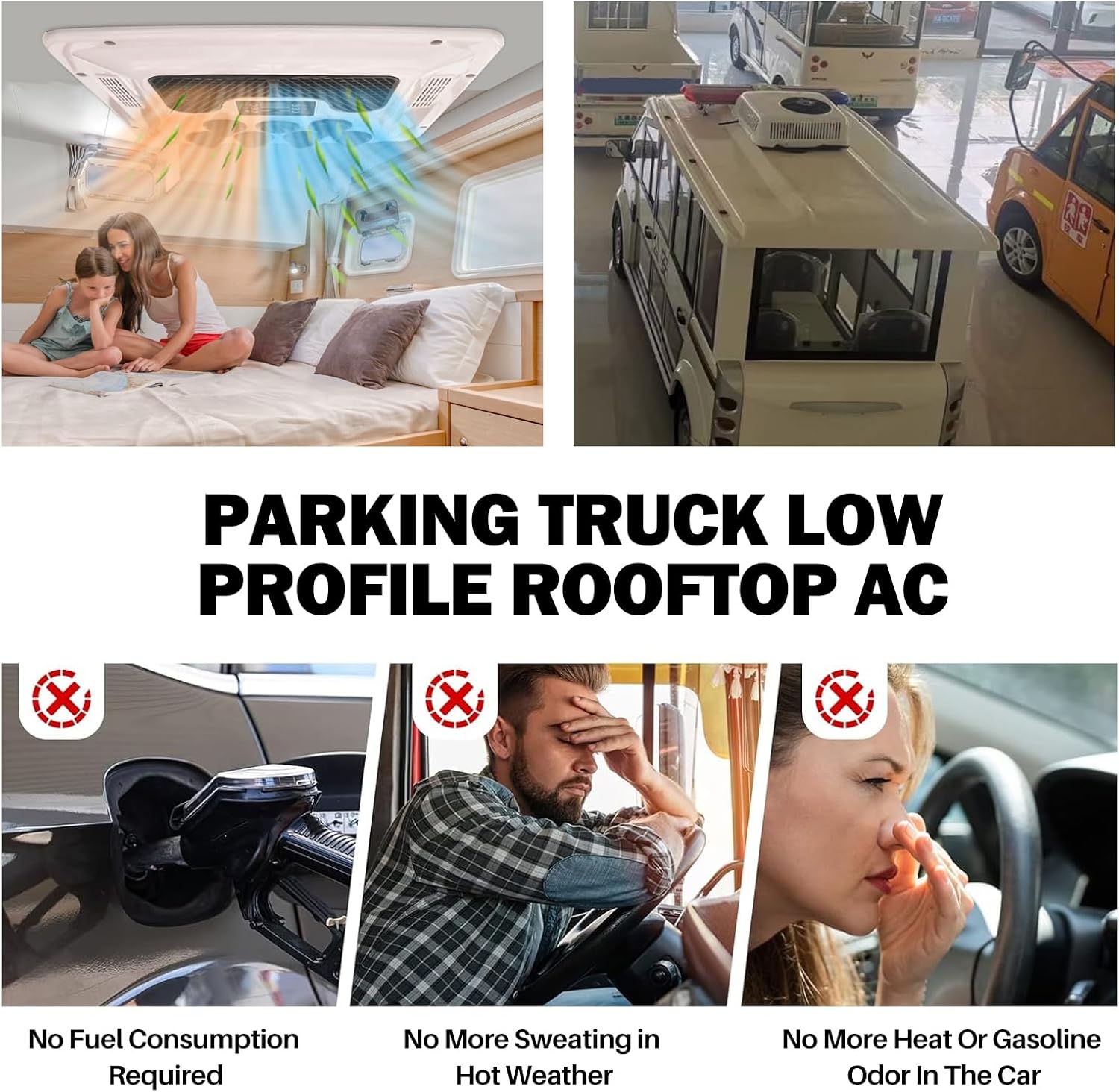 9200 BTU Camper AC Unit with Heat 12V AC/Heater Unit, 12 Volt Roof Air Conditioner, RV Air Conditioner Heater Combo, Quiet A/C Unit, Heating & Cooling for Motorhome, Truck, Enclosed Trailer, Van