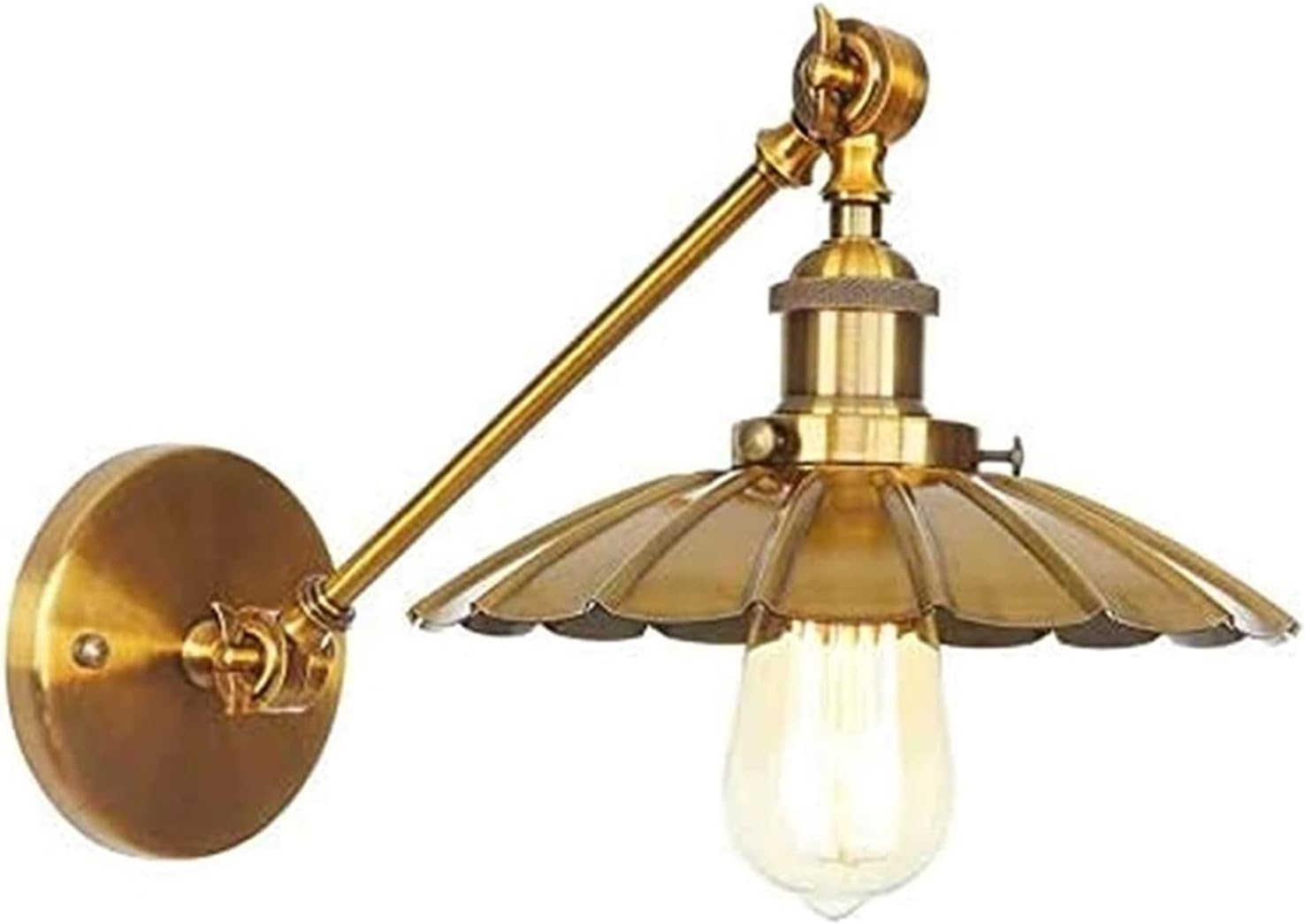 European Wall Light Retro Indoor Traditional Wall Lamps Brass Finish Industrial Adjustable 20cm Arm E27 Wall Light Retro Foldable Long Arm Wall Sconce Decor Compatible with Bedroom Bedside Reading ,Mo
