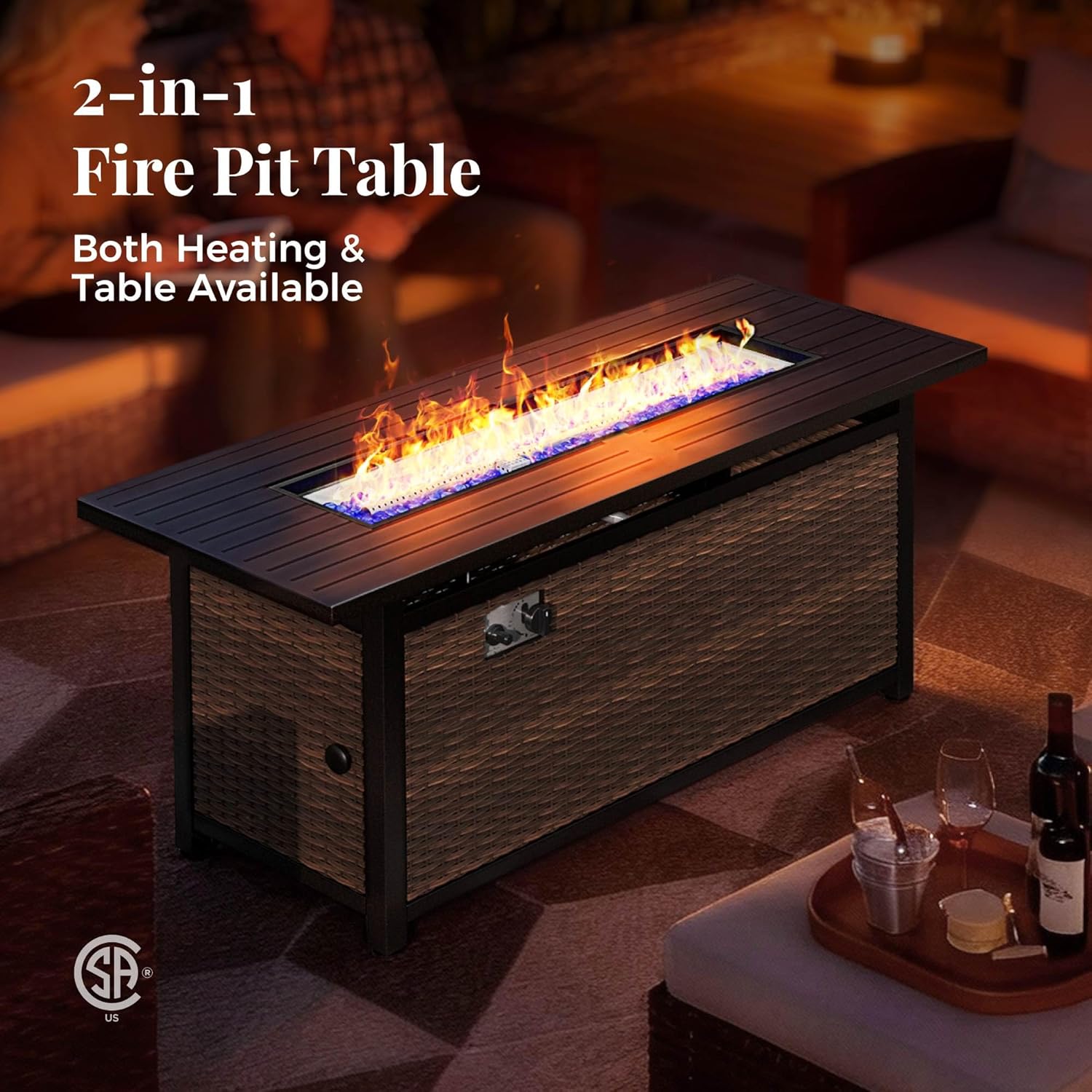 Patio Furniture Set, 7 Pcs Wicker Outdoor Conversation Set, 2 x Leg Chairs, 1 x 3 Seater Sofa, 1 x 2-Seat Lover Sofa and 2 x Ottomans with 4