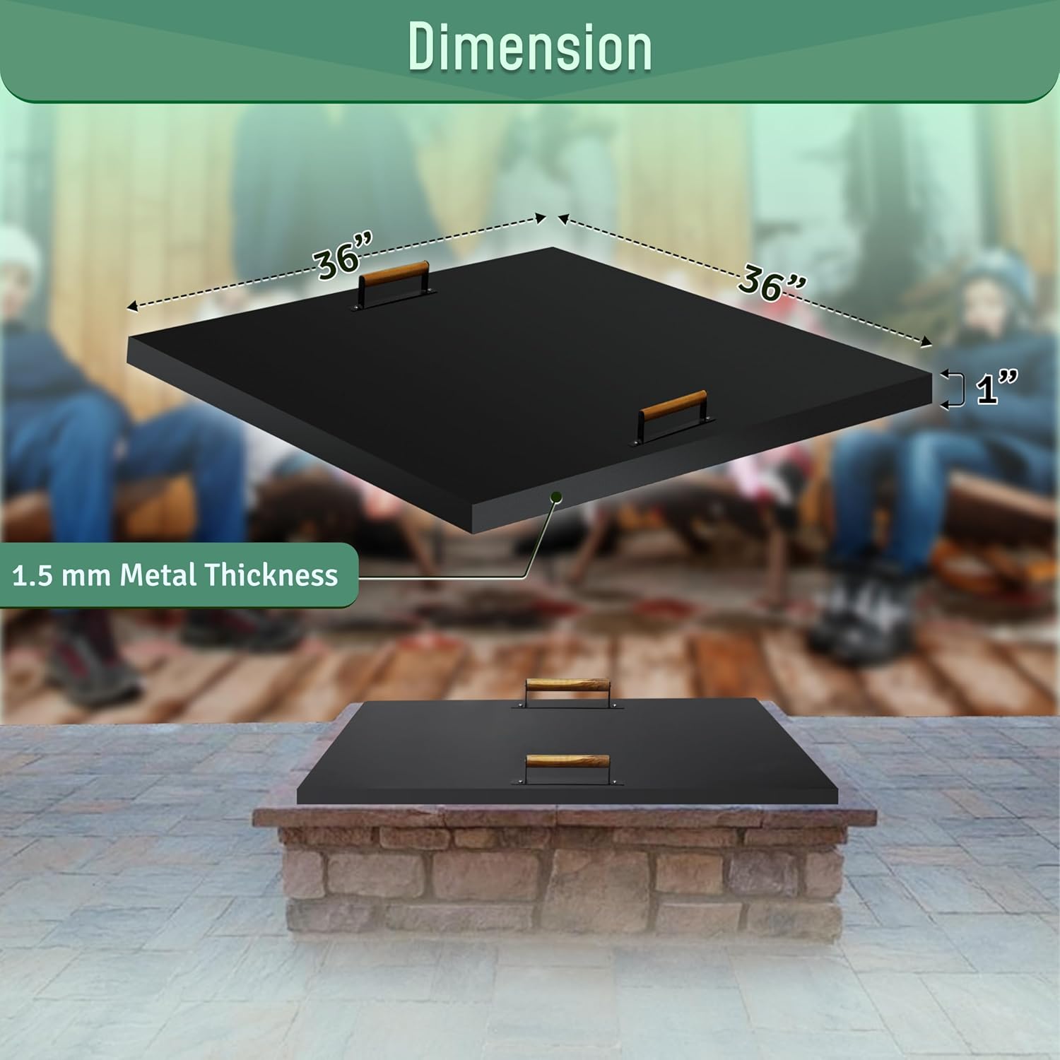 Febtech - 36 inch Square Fire Pit Lid Fit for 34