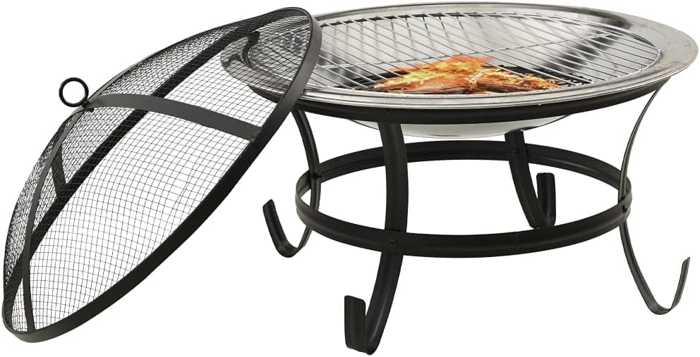 2-in-1 Fire Pit and BBQ with Poker 22