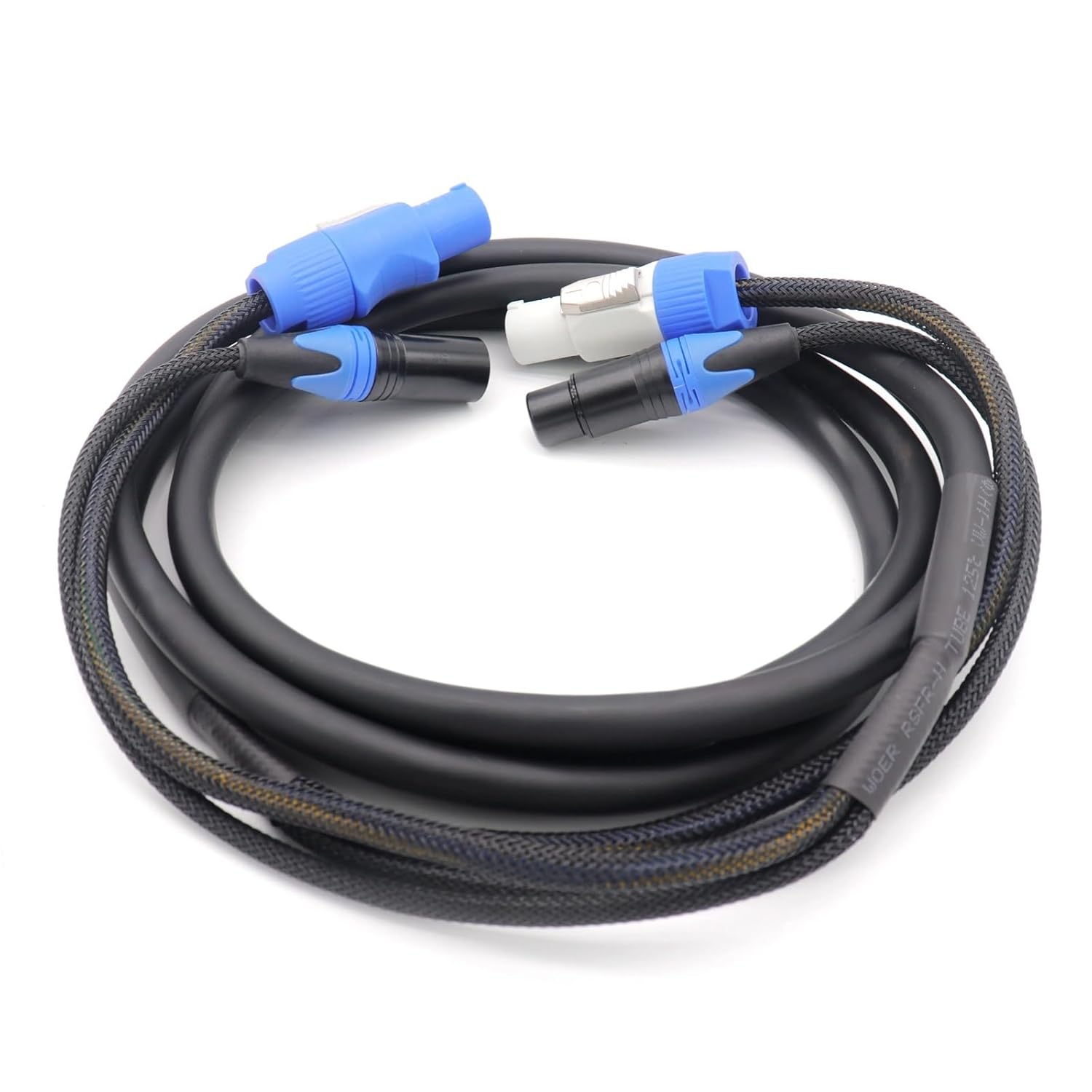 1 Meter Power DMX 2-in-1 Cable with PowerCON in/Out and 3-Pin XLR for DJ Moving Head Stage Lighting.