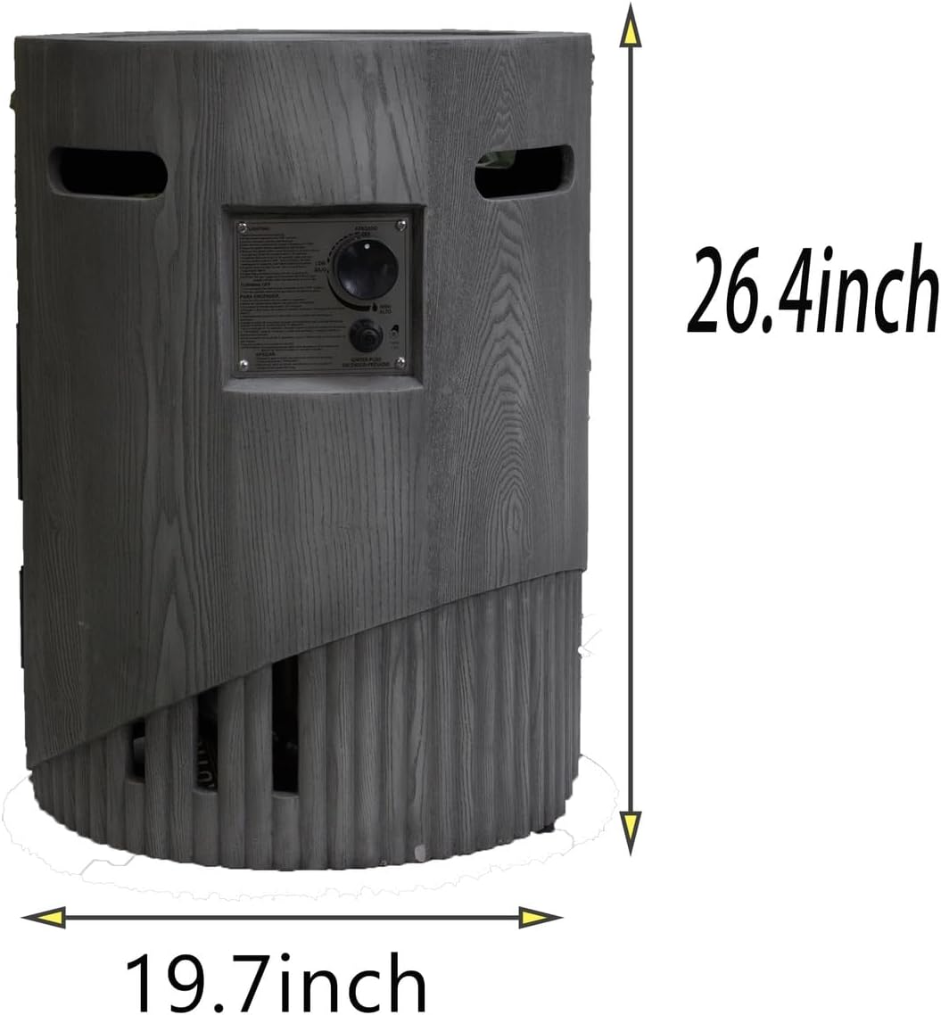 Penau 32000 BTU Outdoor Gas Fire Pit, CSA Certified 20 Inch Round Design with Lava Stones and Rainproof Cover, Magnesium Oxide Surface