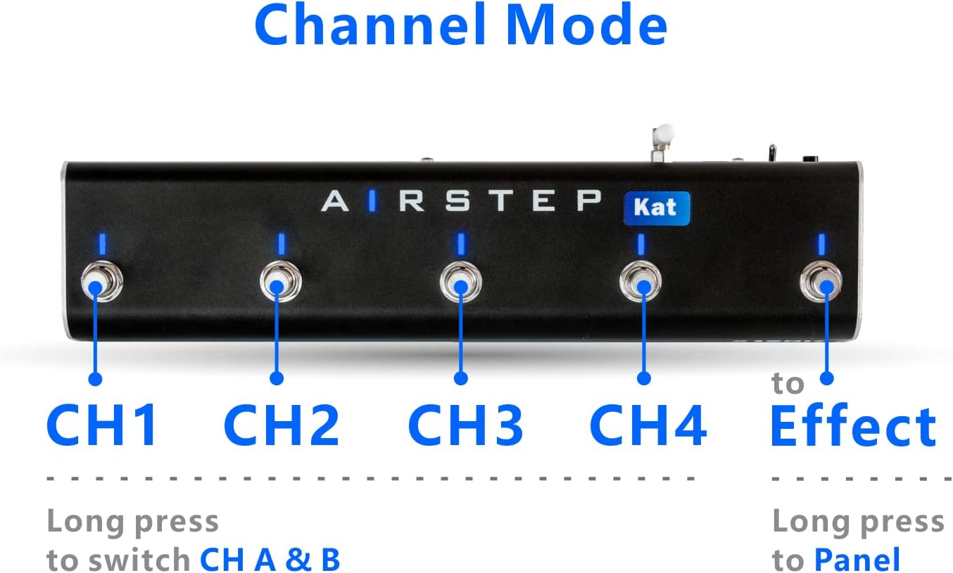 XSONIC Airstep Kat Edition KATANA MkII & I Footswitch with 5 Footswitches, 2 Control Modes(Change Presets, Toggle Effects), 300H Playtime, Modify Amp sound with BTS App for iOS and Android, Wirelessly