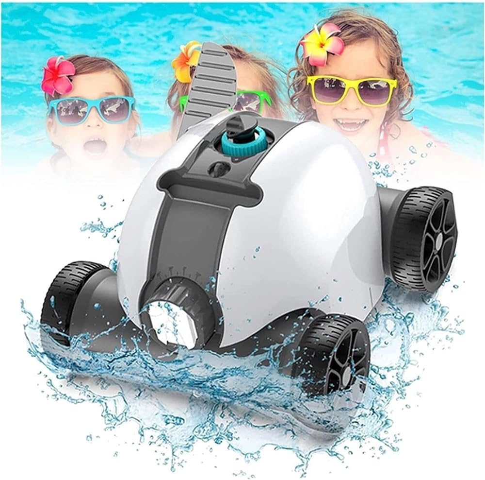 Cordless Robotic Pool Cleaner - Pool Vacuum for Above Ground Pools Powerful Suction Rechargeable Battery, Lasts 120 Mins,Ideal for Above/In-Ground Flat Pools up to 16 Feet