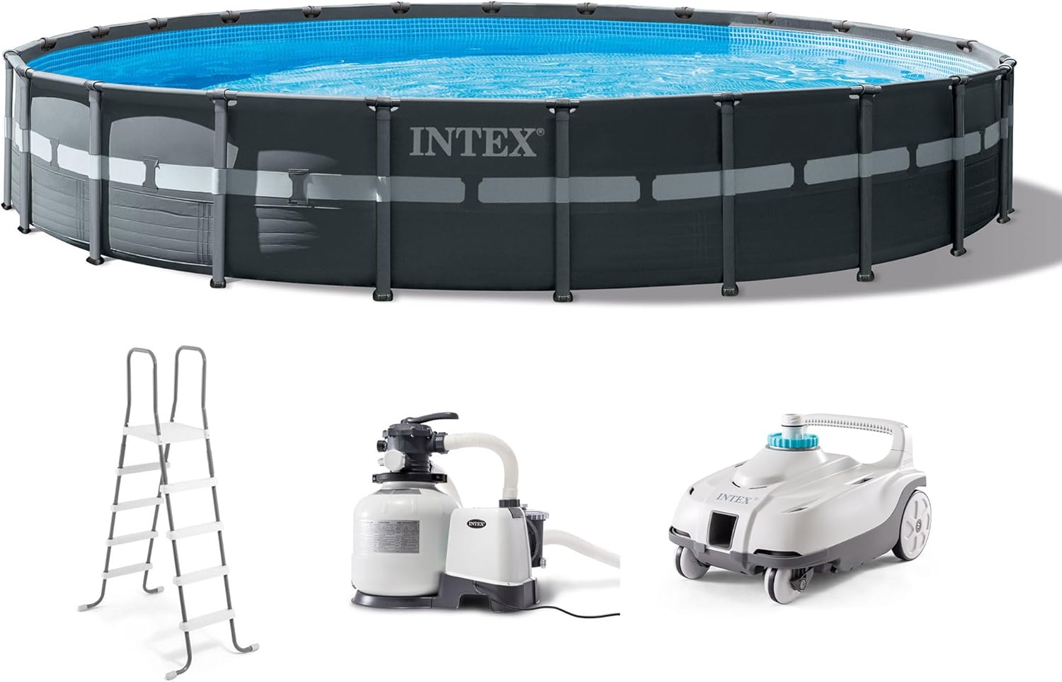 INTEX 26339EH Ultra XTR 24ft x 52in Above Ground Swimming Pool Set with Sand Filter Pump and Deluxe Automatic Vacuum Cleaner