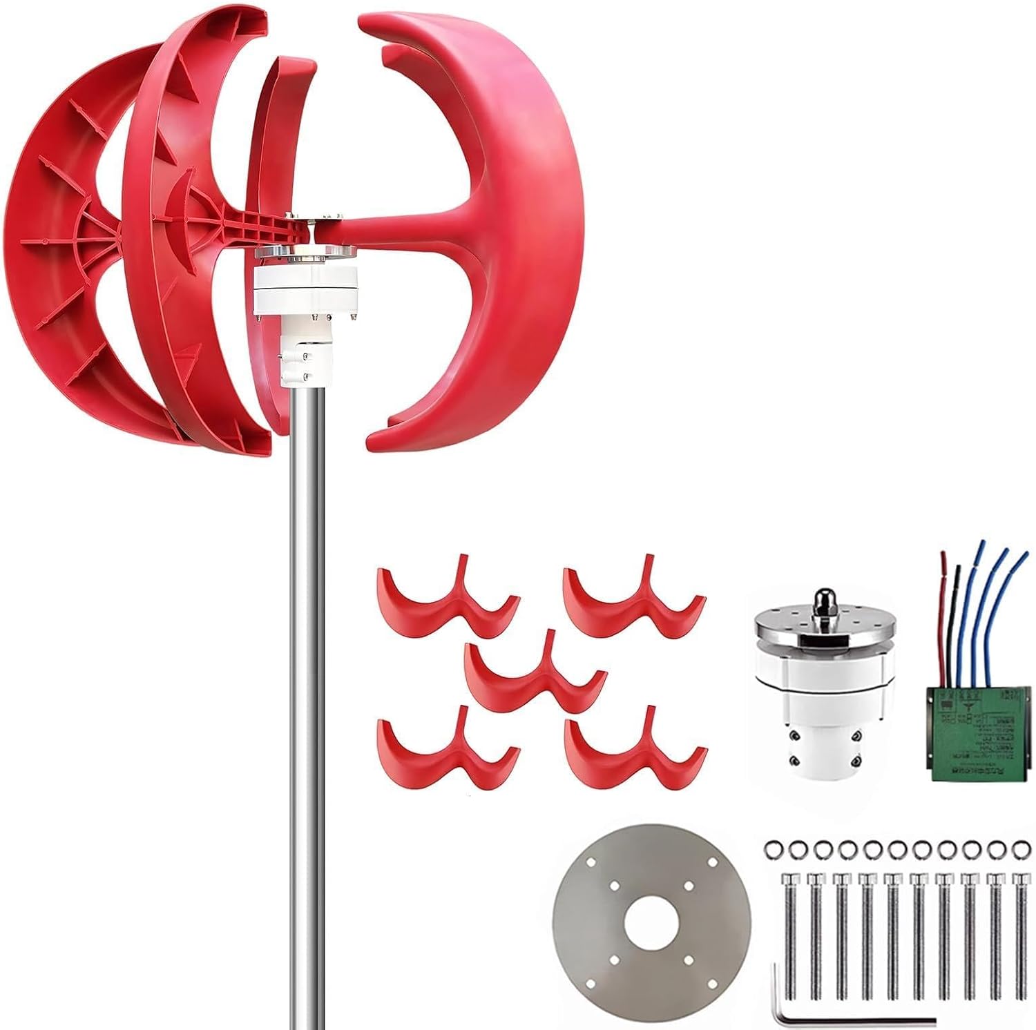 ETOYA 12V Vertical Wind Turbine Generator Kit with 5 Nylon Fiber Blades, Permanent Magnet Alternator & Indicator Light, Quiet Off-Grid Power System for RV Cabin Marine Use