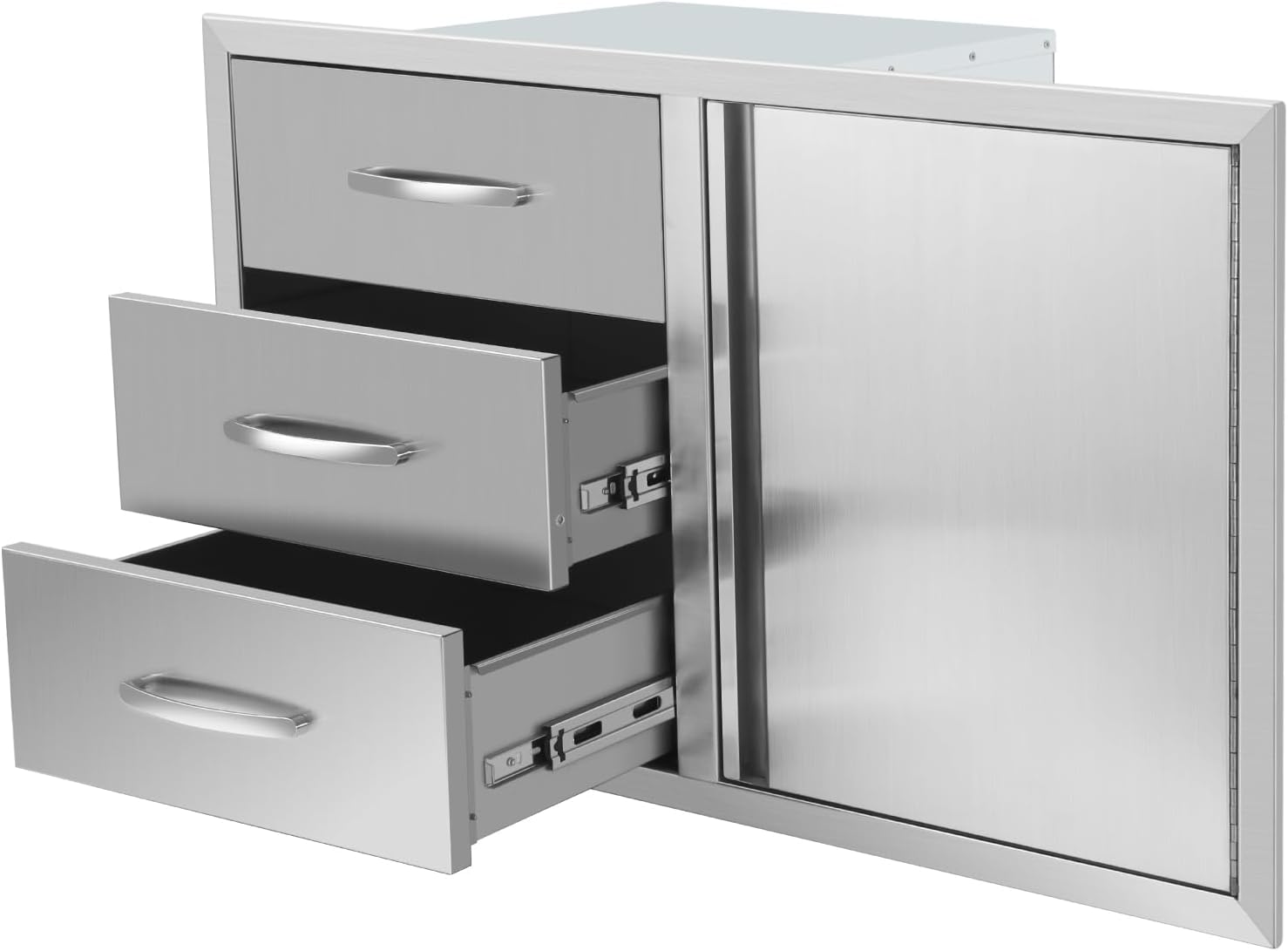 Outdoor Kitchen Drawer Combo, BBQ Access Trash Drawer Combo With Stainless Steel, Outdoor Kitchen Trash Drawer For BBQ Island, Grilling Station, Outside Cabinet,G3