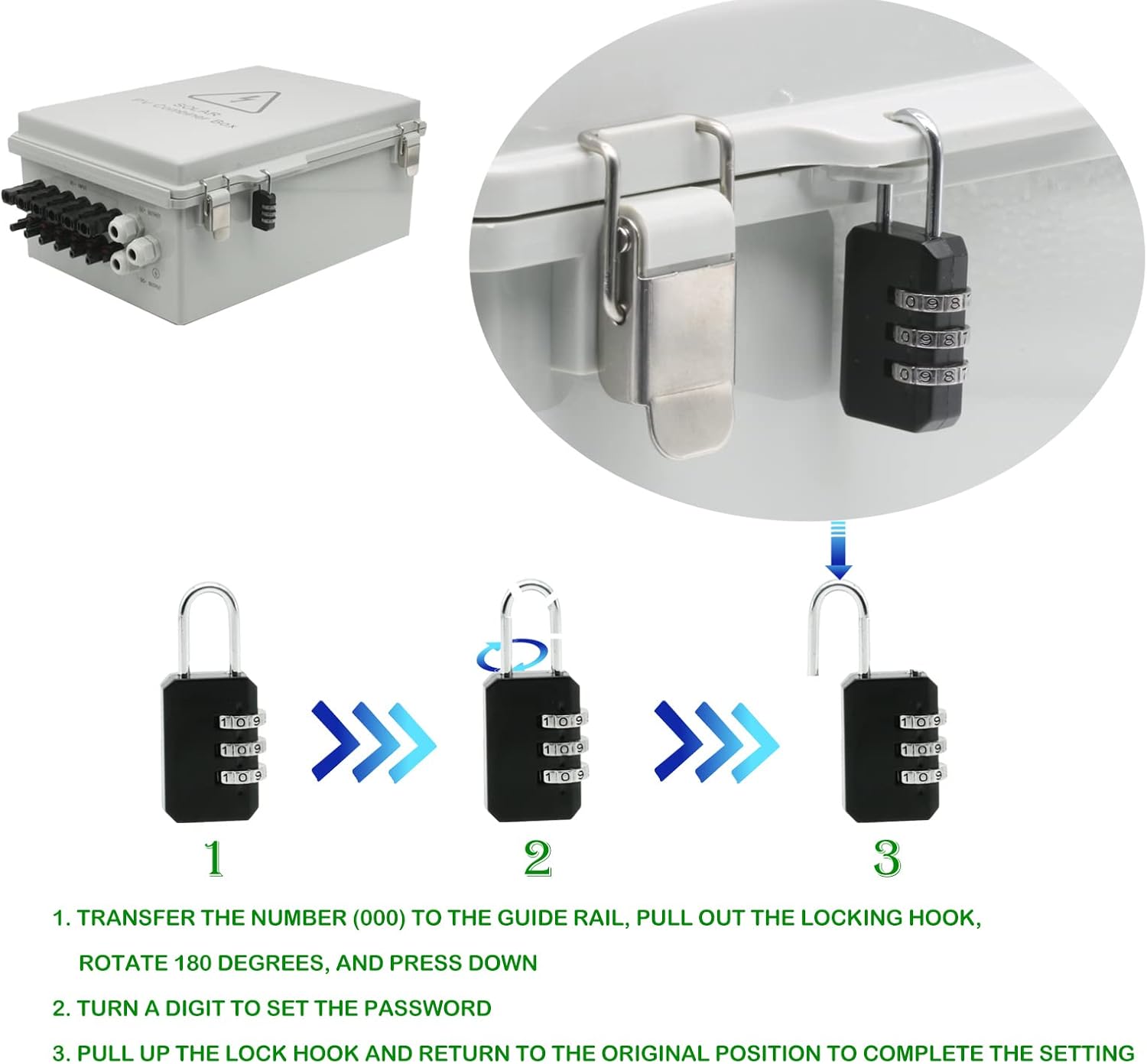 4 String Solar Combiner Box, IP65 Waterproof PV Combiner Box for On/Off Grid Solar System,with Lightning Arrester, 15A Rated Current Fuse & 63A Circuit Breaker(Plastic)