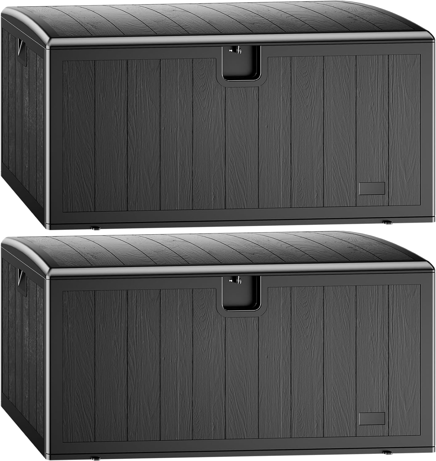 JEKO&JEKO 260 Gallon Outdoor Storage Box Set, 2-Pack 130 Gallon Plastic Deck Boxes with Lockable Lid for Patio, Garden Tools, Outdoor Cushions and Shoes, Black