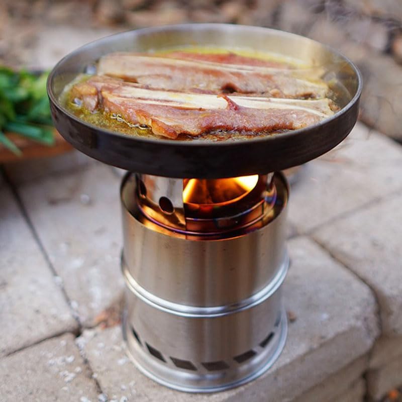 Outdoor Fireplaces Stainless Steel Camping Wood Stove Equipment Portable Fire Heater Outdoor Tourist Burner Charcoal Grill Stovepipe Fire Pits