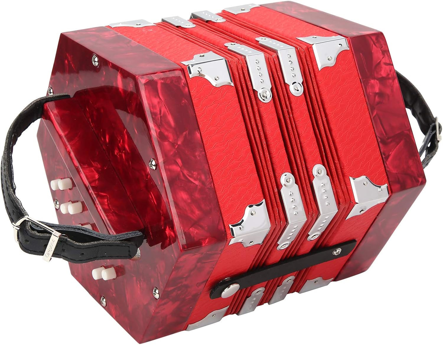 Portable Concertina Accordion for Adults and Children, Red, Beautiful Appearance, Ergonomic Design