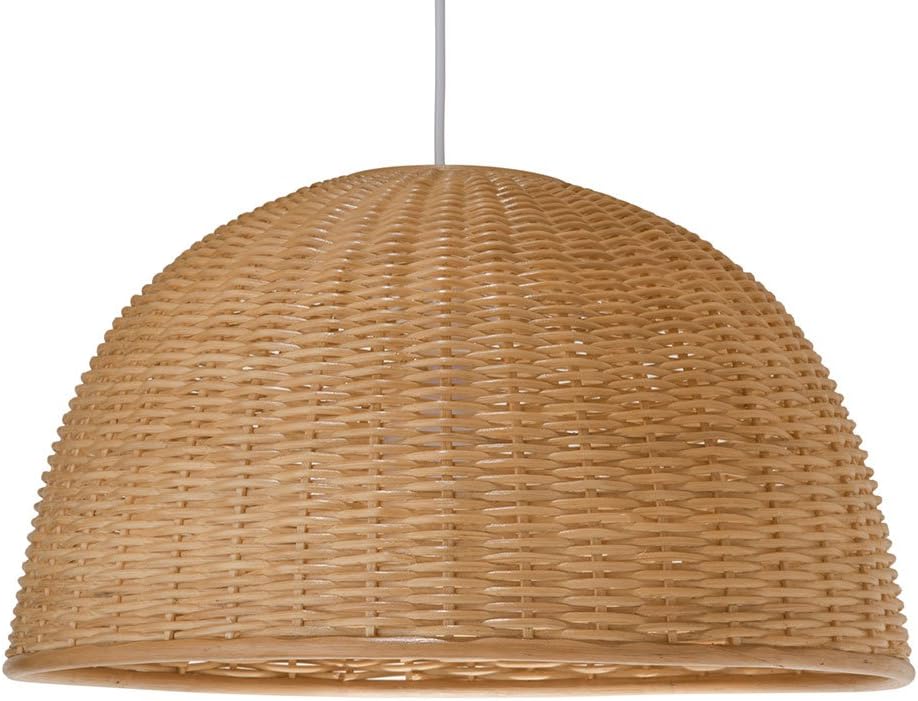 KOUBOO Wicker Dome Shaped Pendant Lamp - Rattan Pendant Coastal Dome & Chandelier Hanging Pendant Lamp for Living Room & Bedroom Ceiling Light Fixture, Home Décor, Natural
